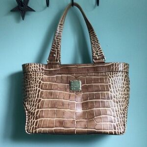 Dooney & Bourke Croc Embossed Leather Tote Cognac